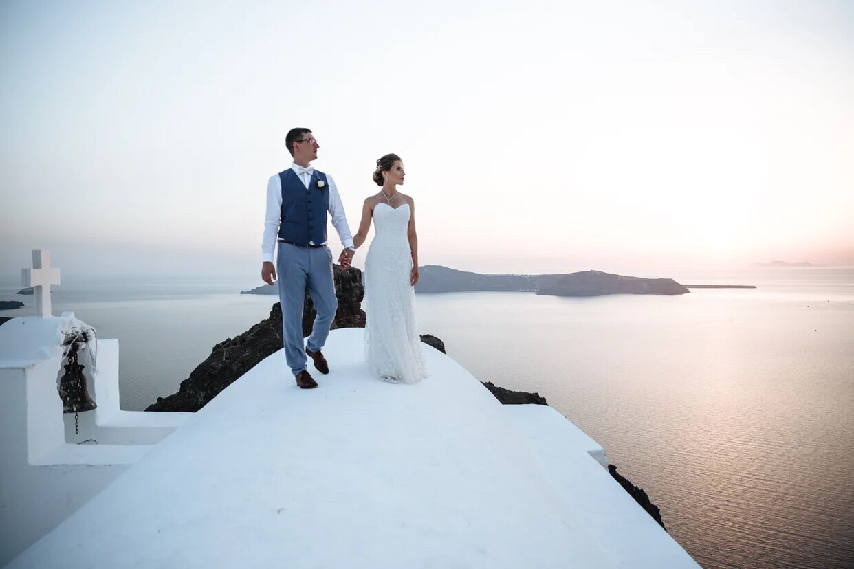 Santorini white blue wedding